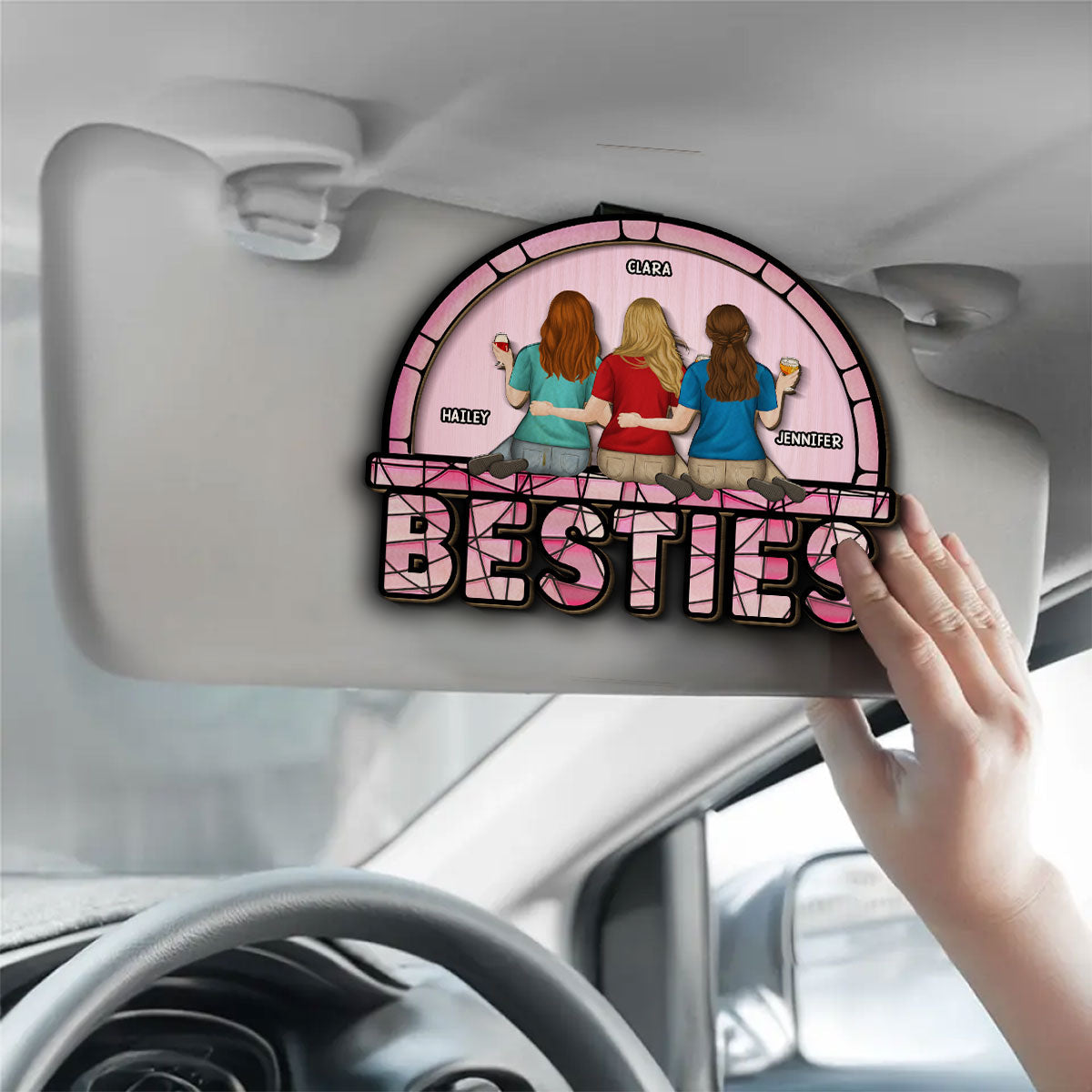 Besties - Personalized Custom Car Visor Clip
