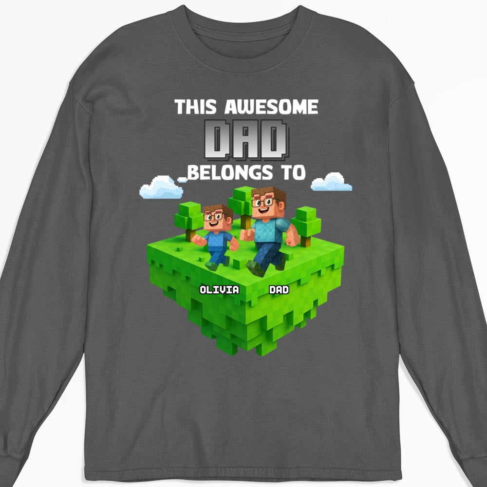 Block World Dad And Kids - Personalized Custom Shirt