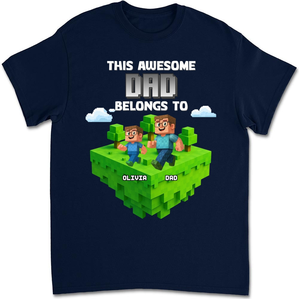 Block World Dad And Kids - Personalized Custom Shirt