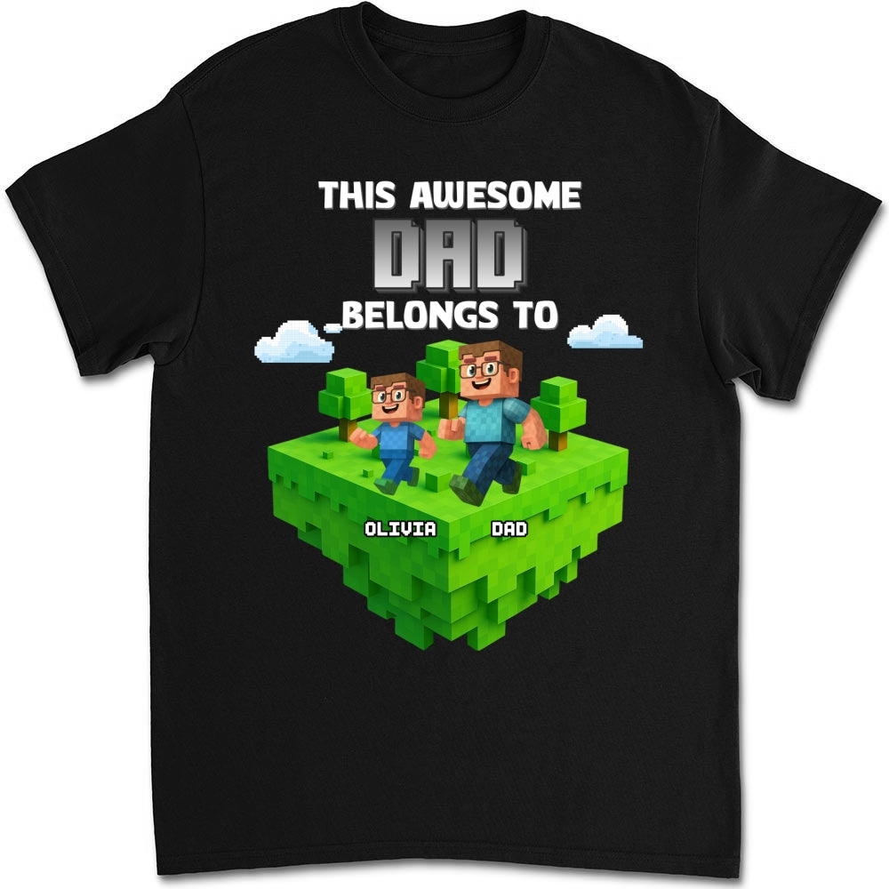 Block World Dad And Kids - Personalized Custom Shirt