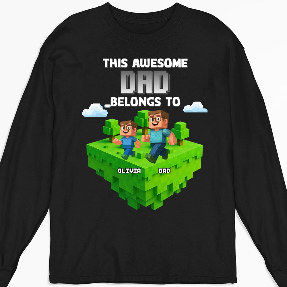 Block World Dad And Kids - Personalized Custom Shirt