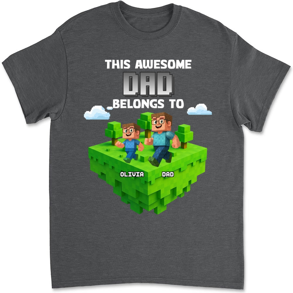 Block World Dad And Kids - Personalized Custom Shirt
