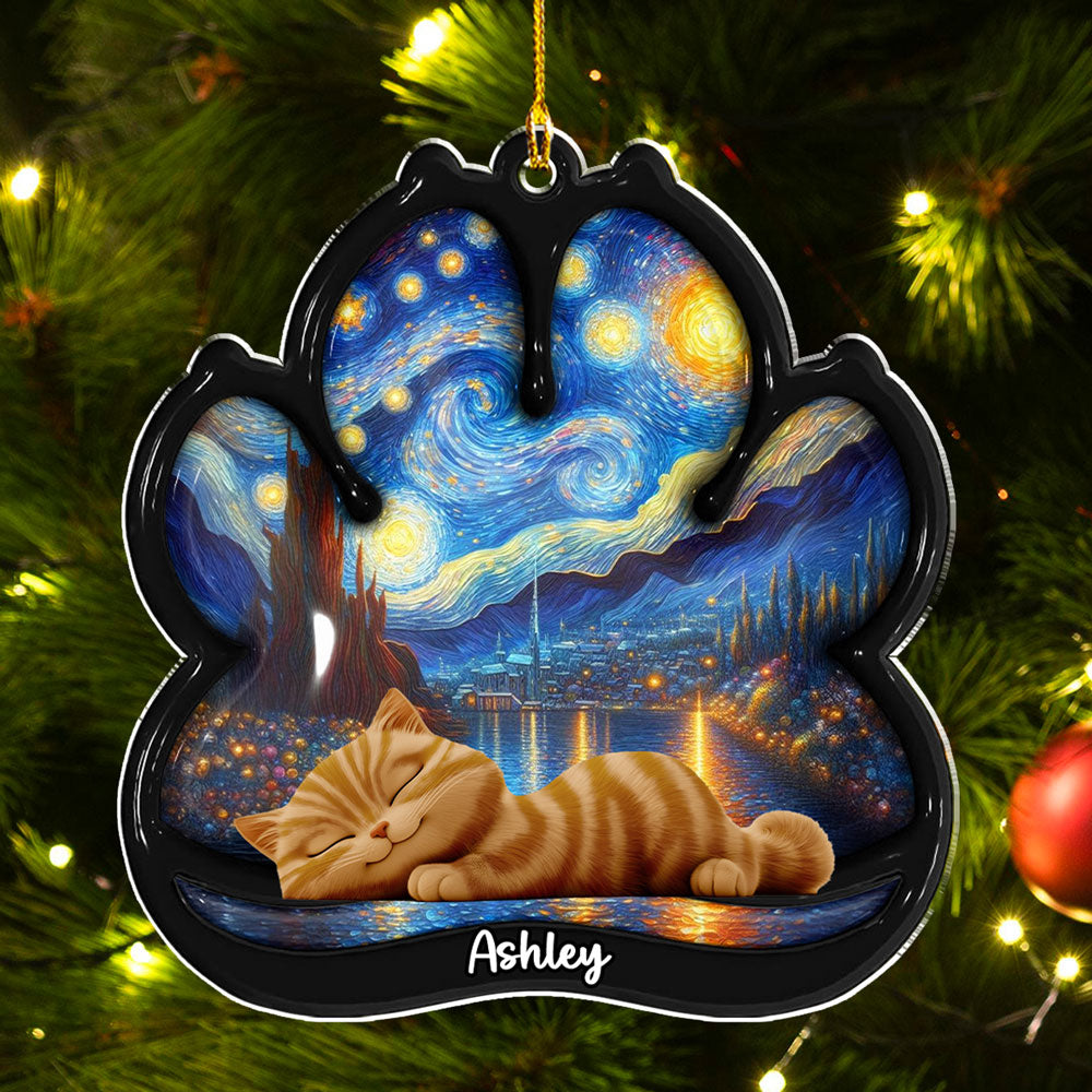 Lay Here With Cat - Personalized Custom 3D Effect Acrylic Ornament