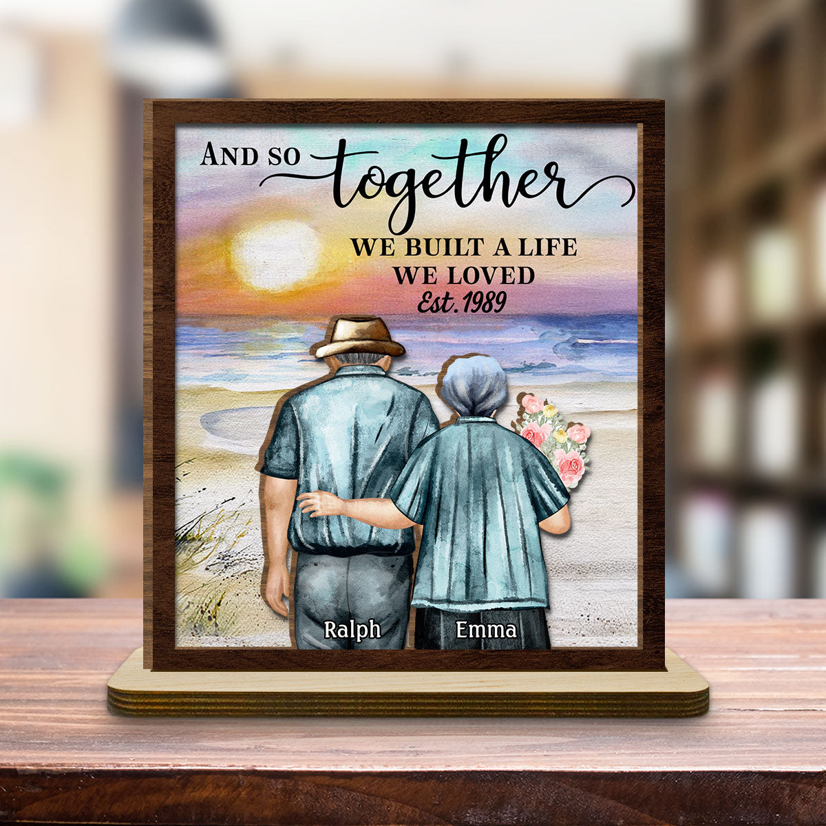 Love Forever - Personalized Custom 2-Layer Wood Plaque With Flat Base