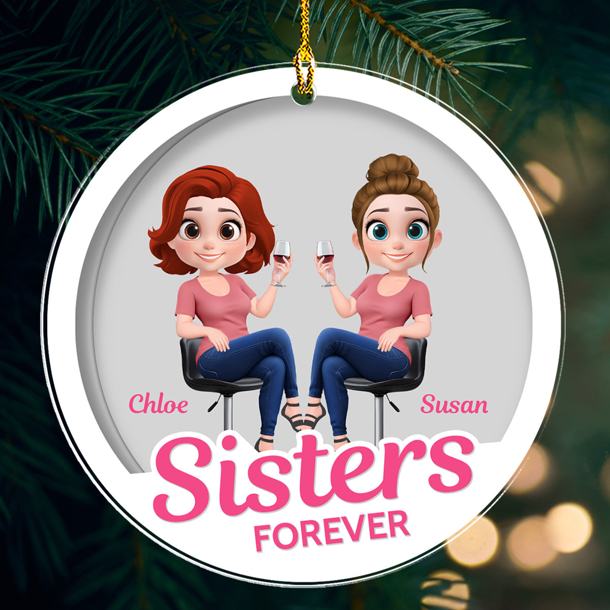 Besties Together Figure - Personalized Custom Acrylic Ornament
