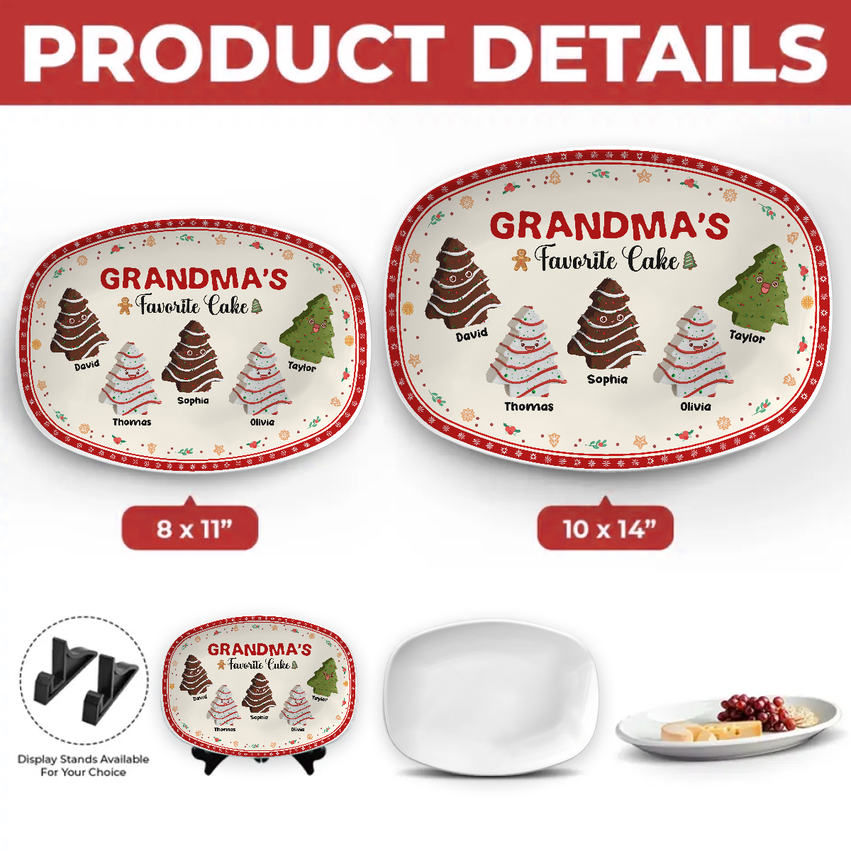 Favorite Christmas Tree Cake Of Grandma - Personalized Custom Platter