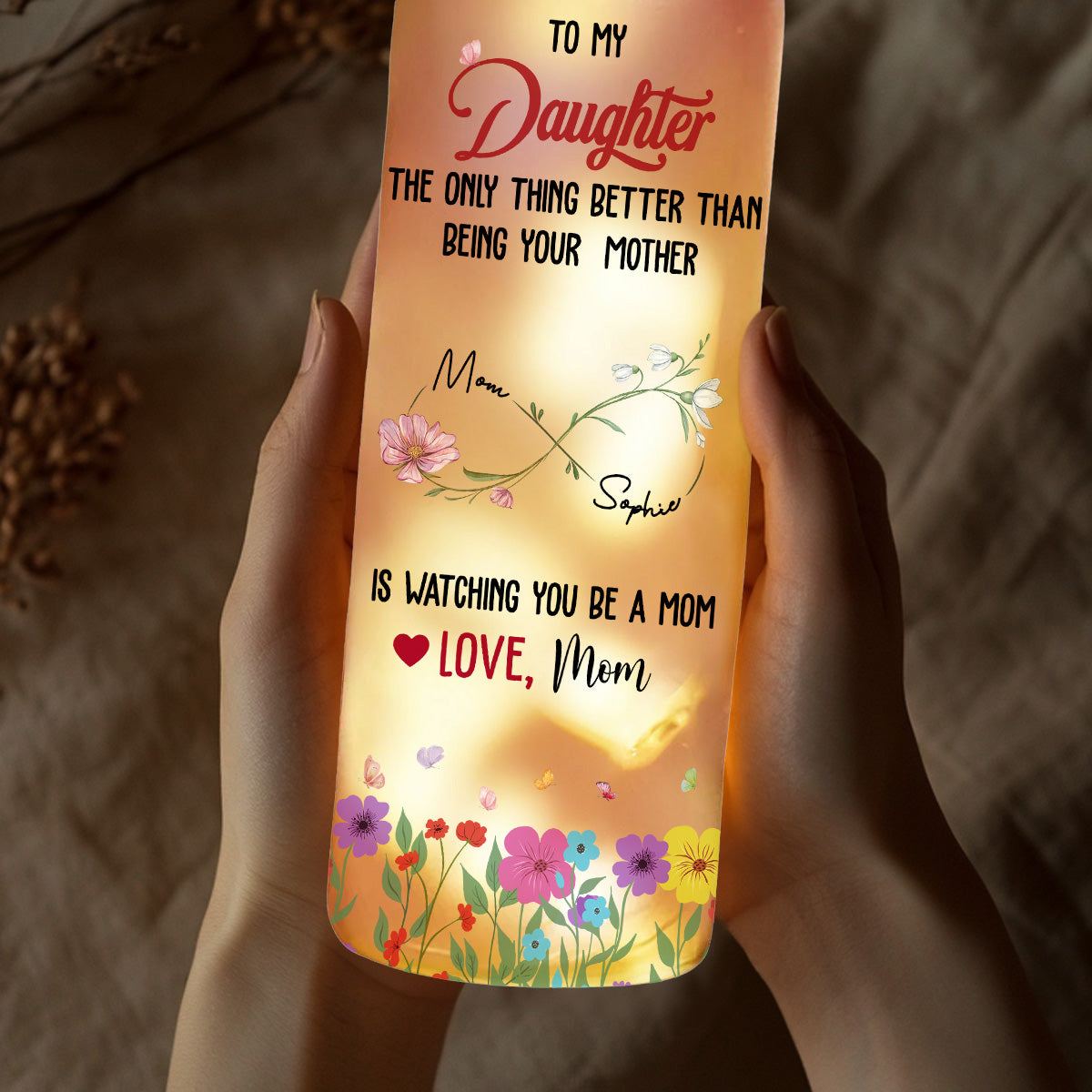 Watching You Being A Mom - Personalized Custom Bottle Lamp