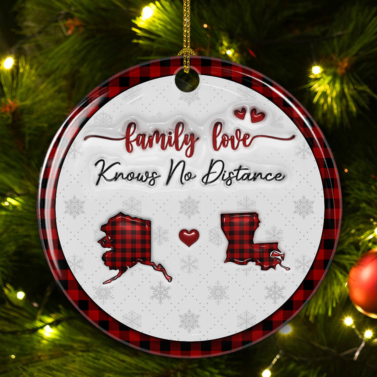 The Love Between Family Knows No Distance - Personalized Custom 3D Inflated Effect Ceramic Ornament