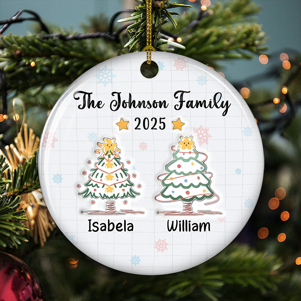Love The Way Draw Family Love - Personalized Custom 3D Inflated Effect Ceramic Ornament