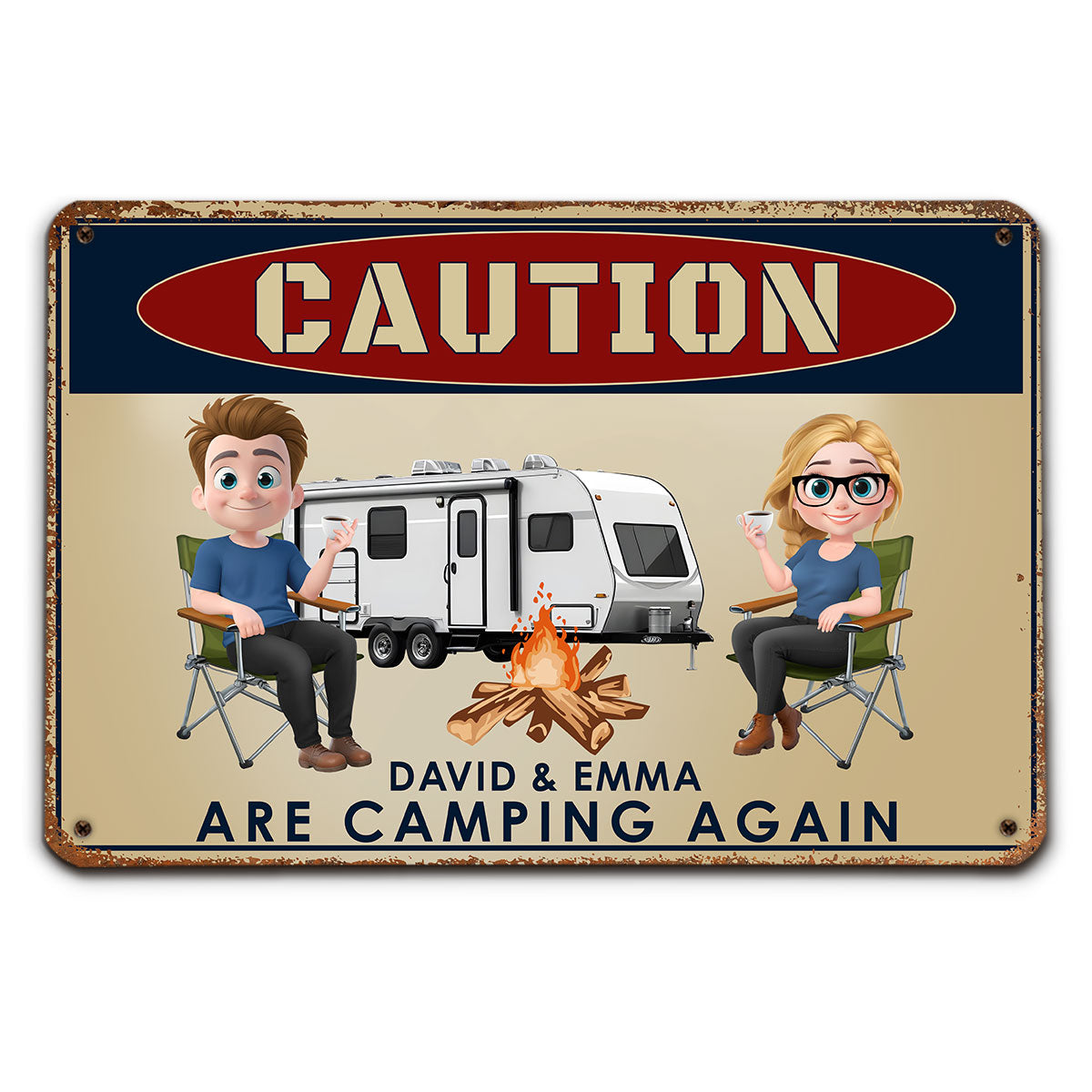 Camping Again - Personalized Custom Metal Sign