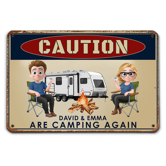Camping Again - Personalized Custom Metal Sign