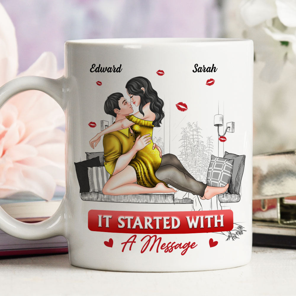 It Started With A Message Couple Gift - Personalized Custom Coffee Mug