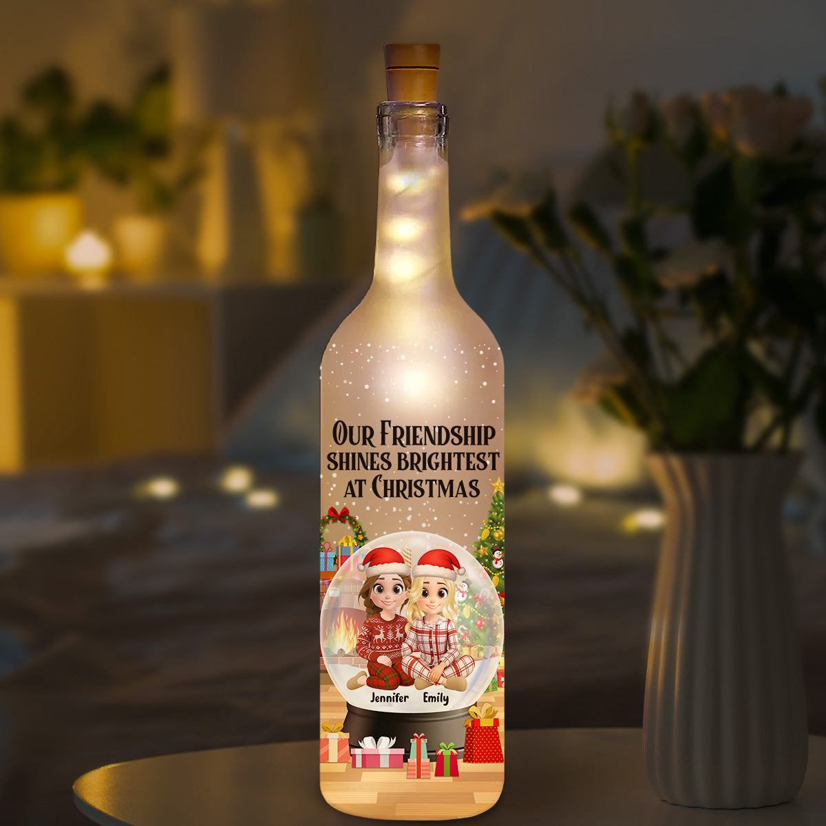 Our Friendship Shines Brightest - Personalized Custom Bottle Lamp