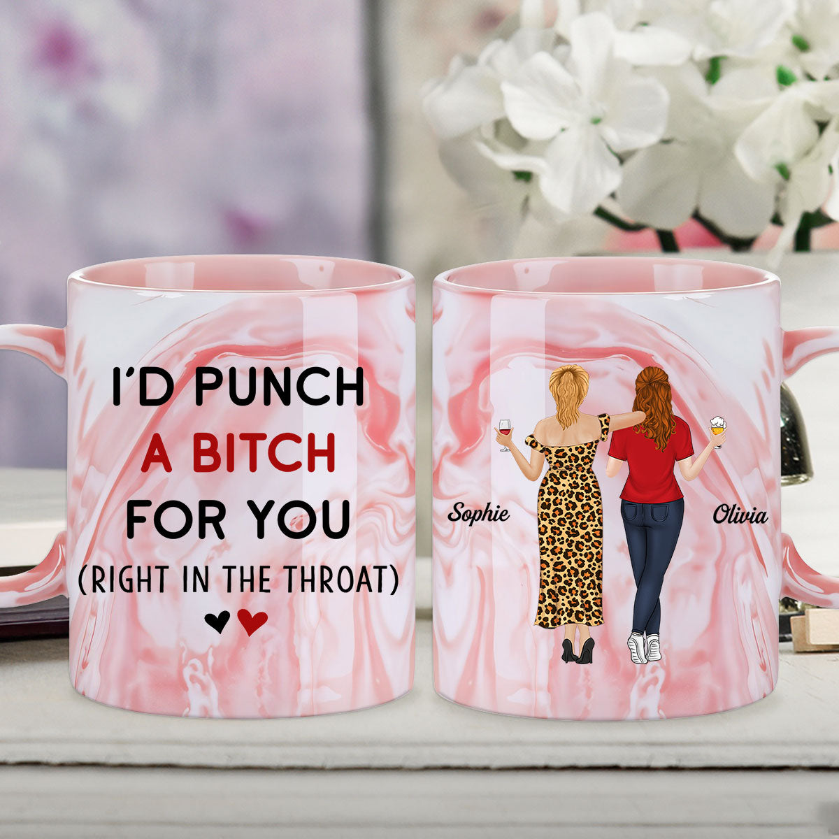 Punch For You - Personalized Custom Pink Marble Mug