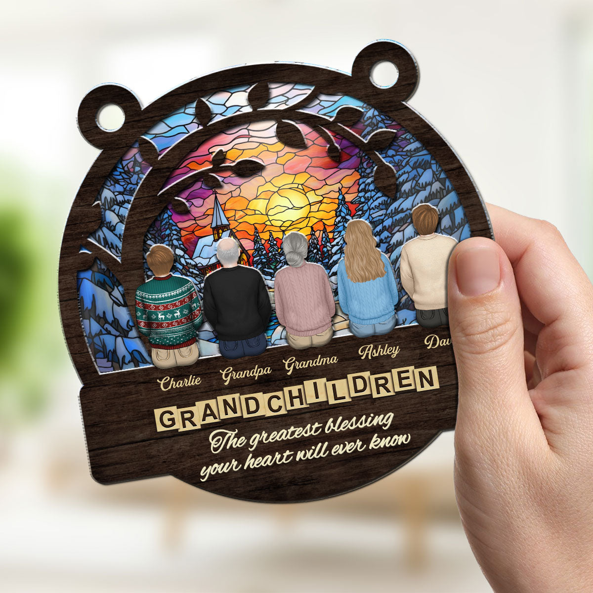 Grandparents And Grandkids Forever Linked Together - Personalized Custom Suncatcher