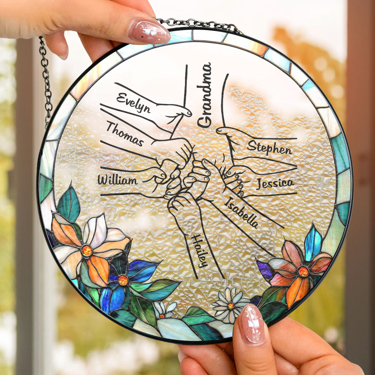 Forever Holding Hands - Personalized Custom Window Hanging Suncatcher
