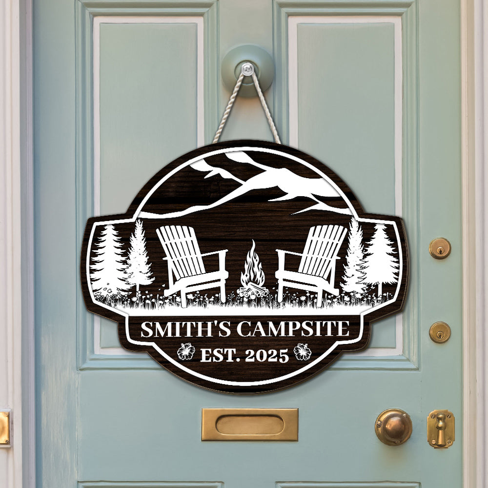 Family Campsite - Personalized Custom Wood Sign