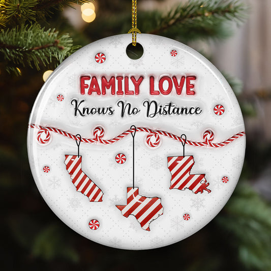 Family Distance Christmas Candy - Personalized Custom 3D Inflated Effect Ceramic Ornament