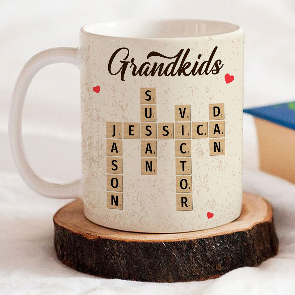 Grandkids Family Besties Coworkers Crossword Puzzle - Personalized Custom Coffee Mug