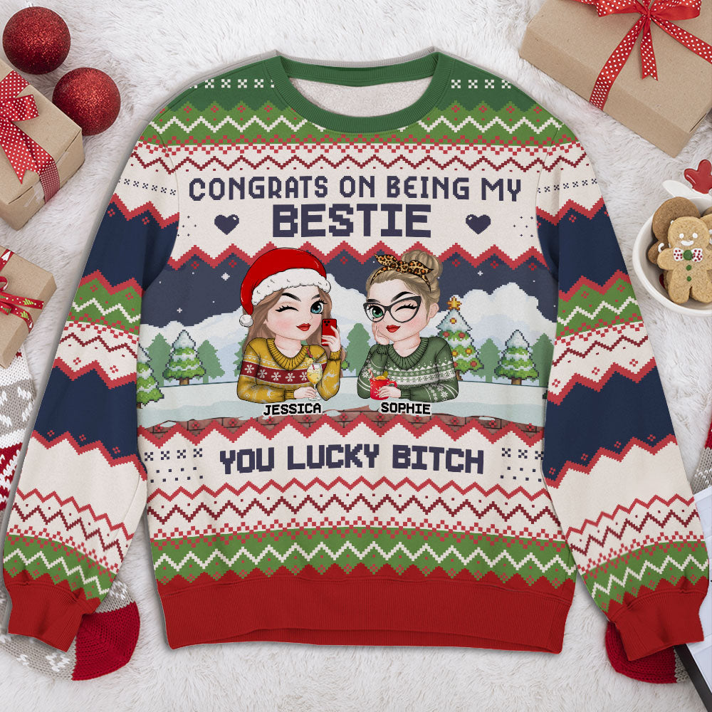 Congrats On Being My Bestie Version 2 - Personalized Custom All-Over-Print Sweatshirt