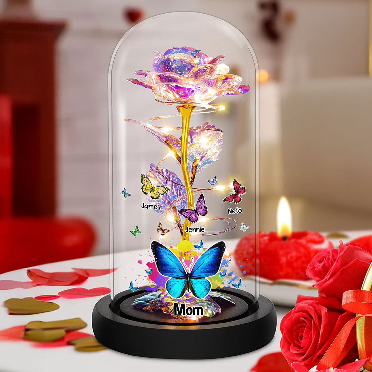 Lovely Butterfly - Personalized Custom Sparkly Rose