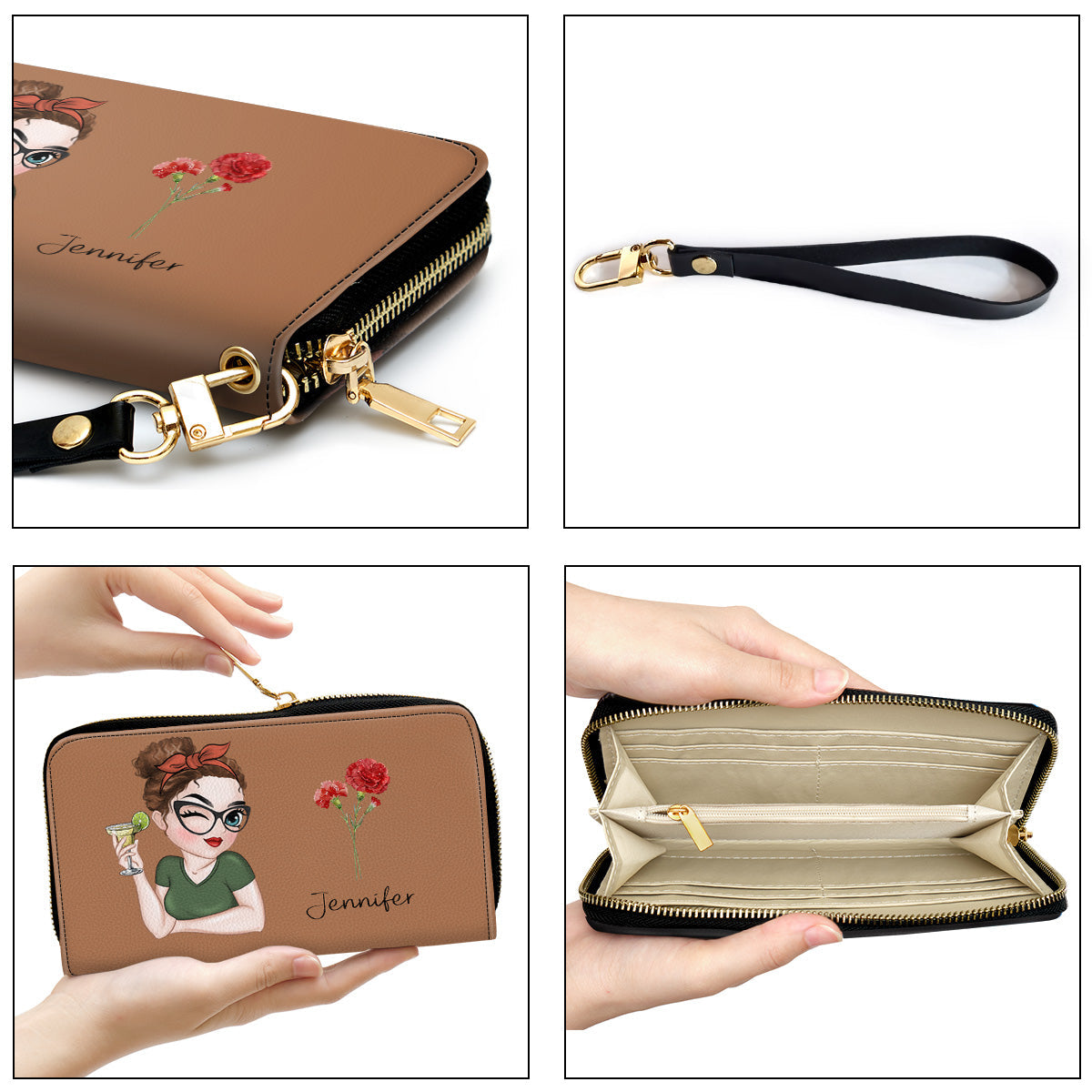 Flower Power -  Personalized Custom Leather Wallet