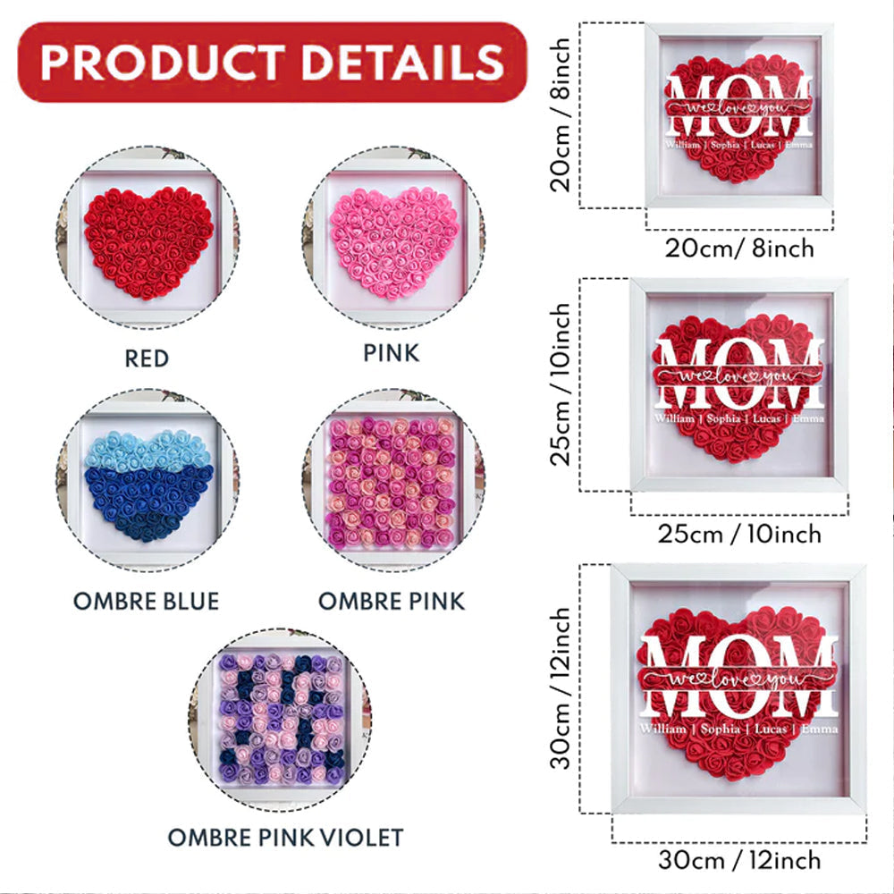 Mom We Love You - Personalized Custom Flower Shadow Box