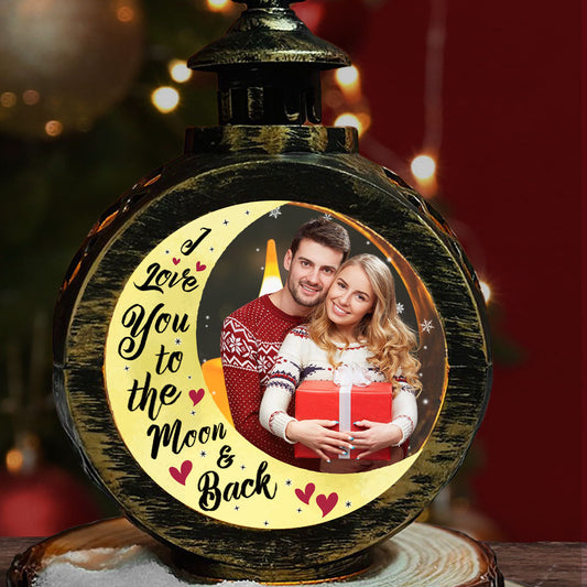 To The Moon And Back - Personalized Custom Christmas Lantern