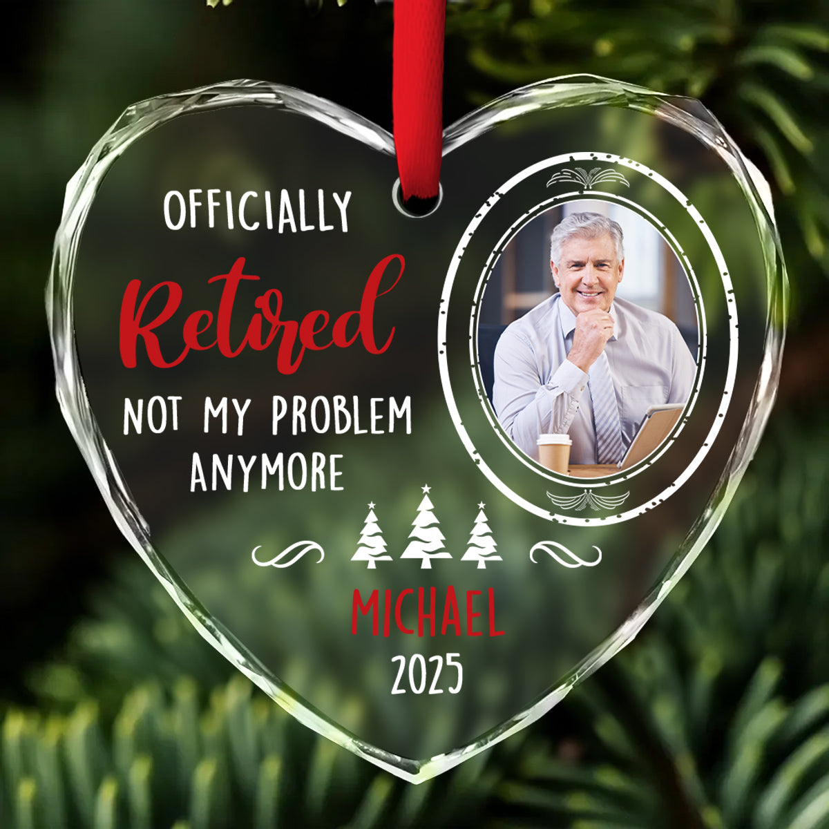 Work Ends Adventure Starts Today - Personalized Custom Glass Ornament