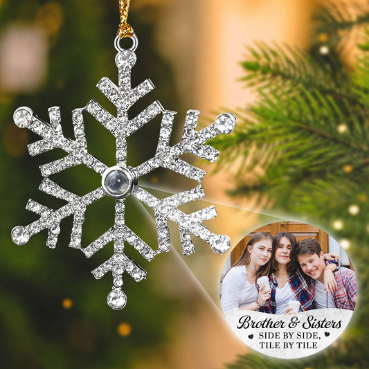 Side By Side Tile By Tile - Personalized Custom Photo Snowflake Projection Ornament
