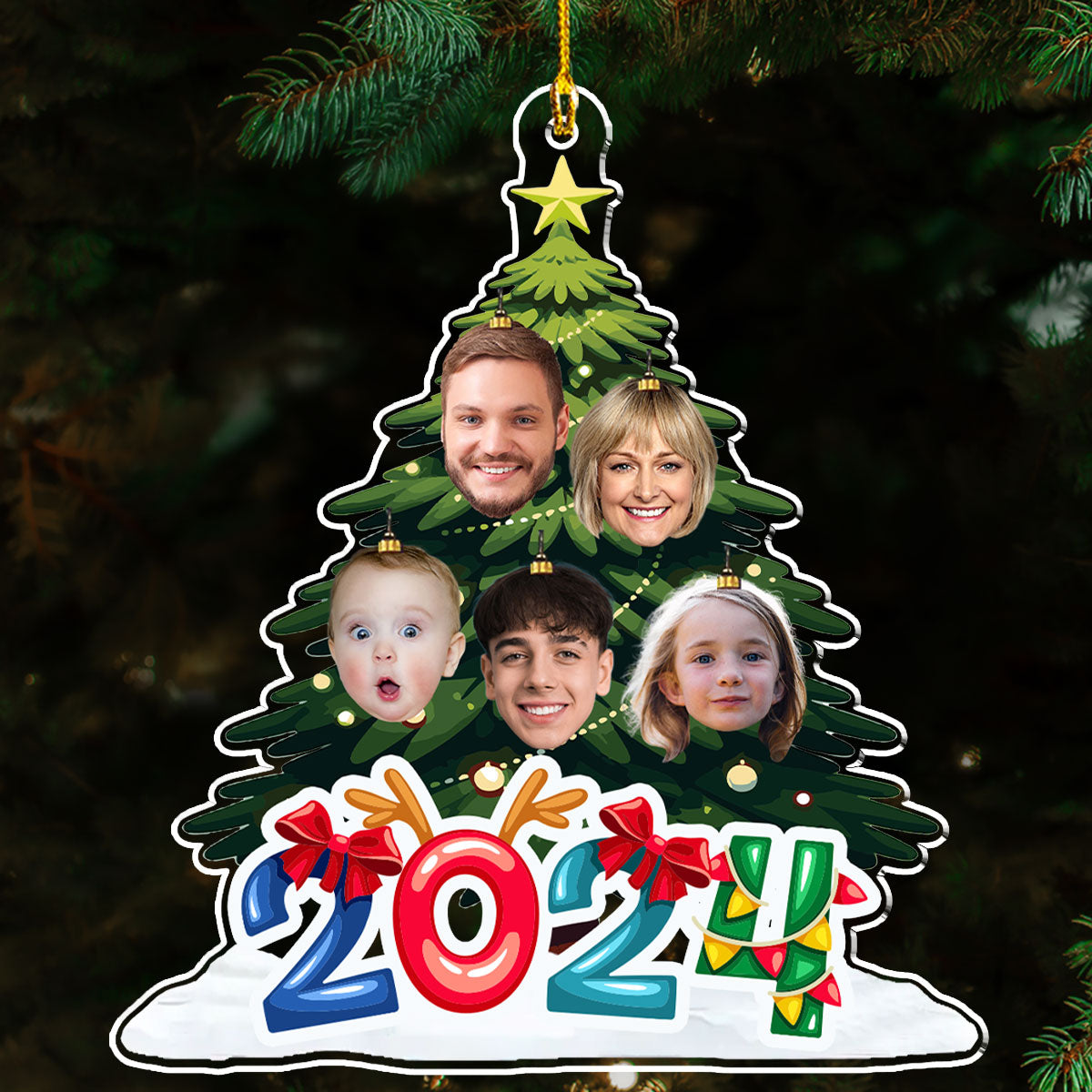 Tree Family Christmas - Personalized Custom Acrylic Ornament