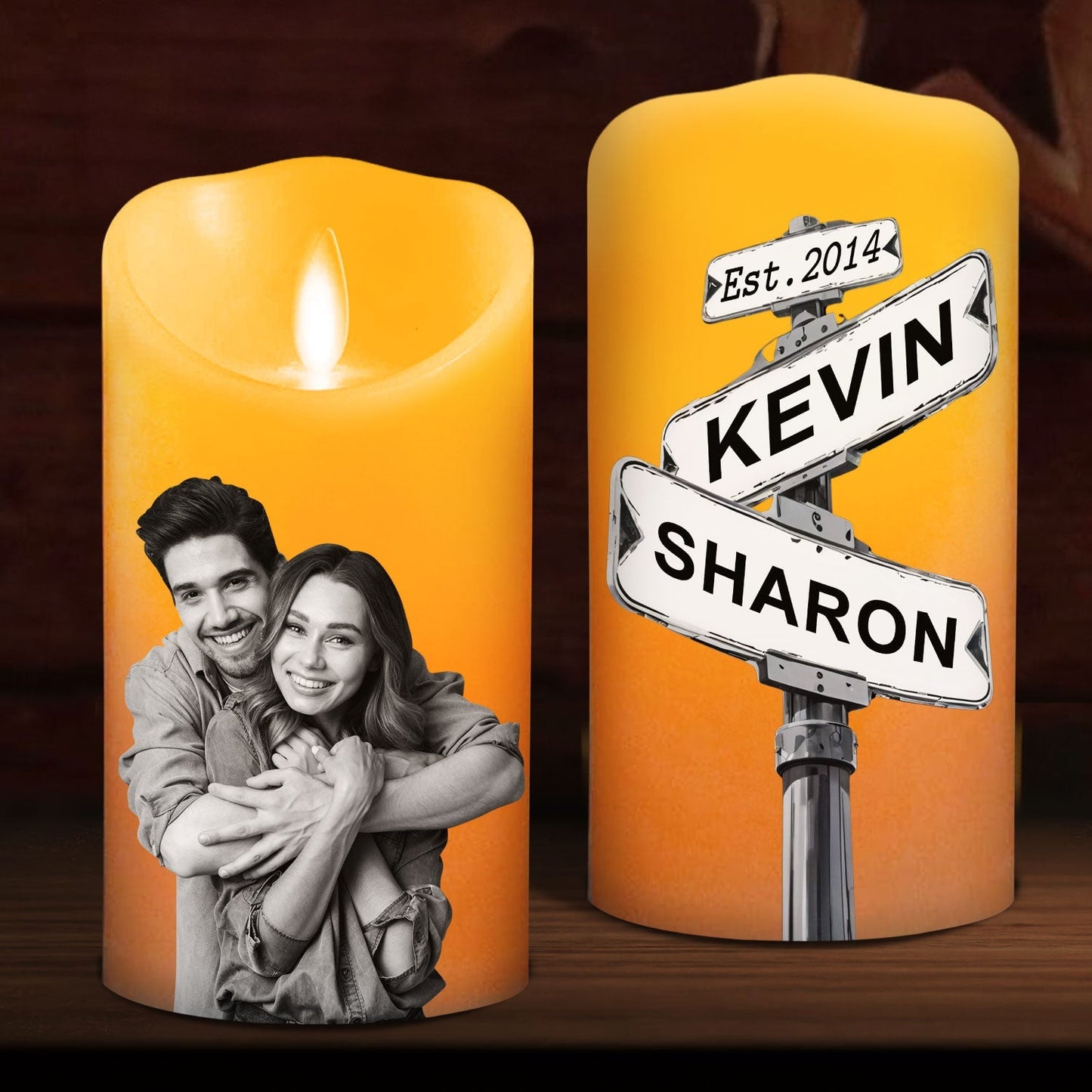 Custom Photo Greyscale Couples - Personalized Custom LED Candle