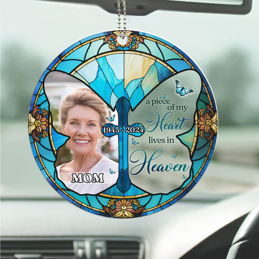 A Piece Of My Heart Lives In Heaven - Personalized Custom Car Ornament