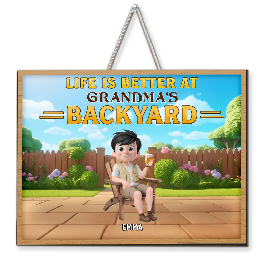 Welcome To Grandma Backyard - Personalized Custom Wood Sign