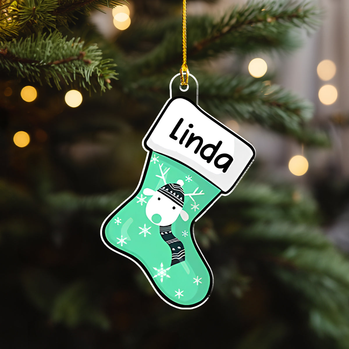 Family Member Stocking - Personalized Custom Acrylic Ornament