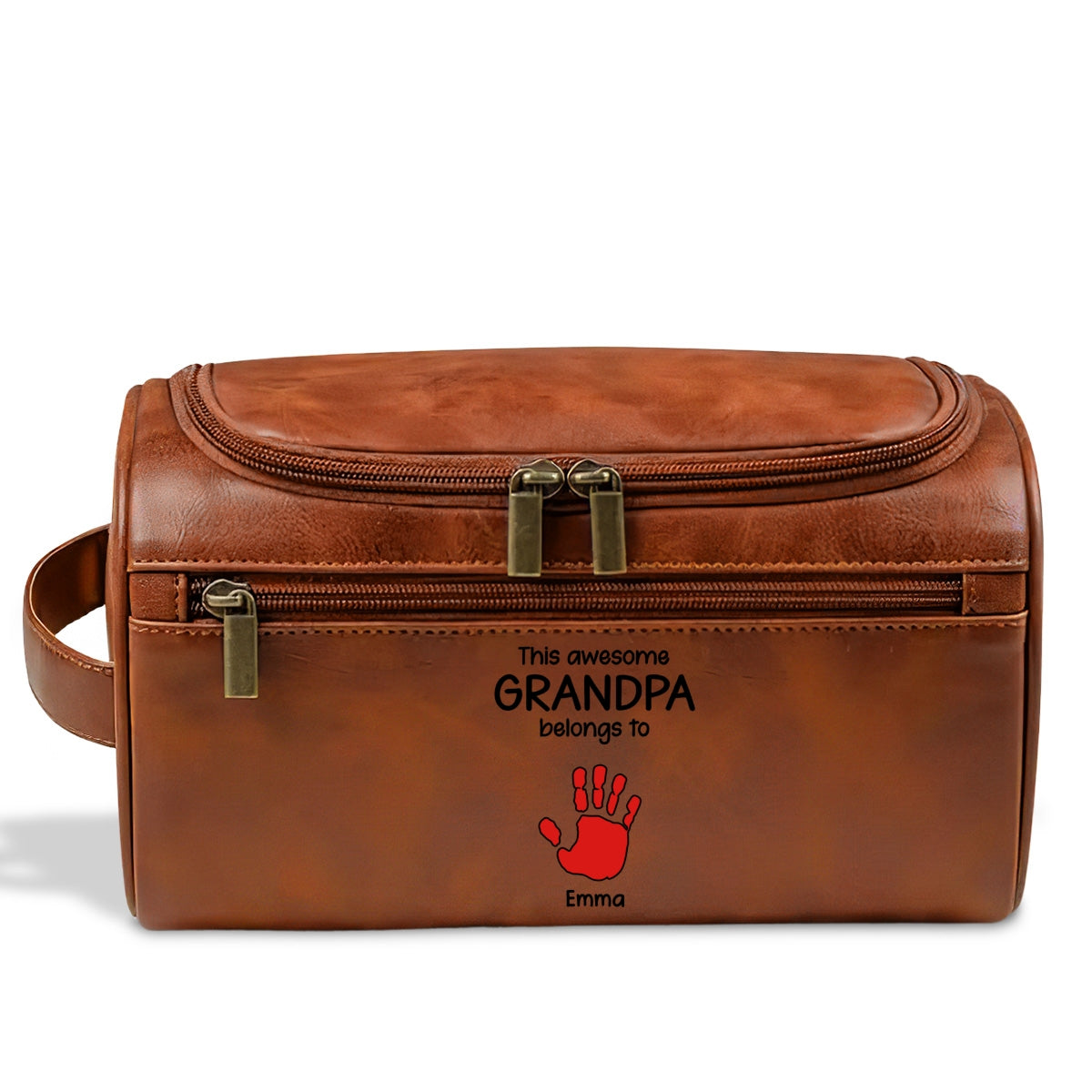 This Awesome Dad Belong To - Personalized Custom Leather Toiletry Bag