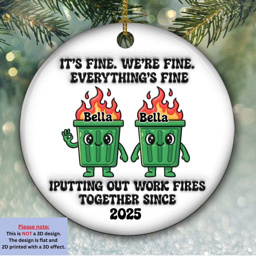 Funny Teamwork - Personalized Custom 3D Effect Ceramic Ornament 