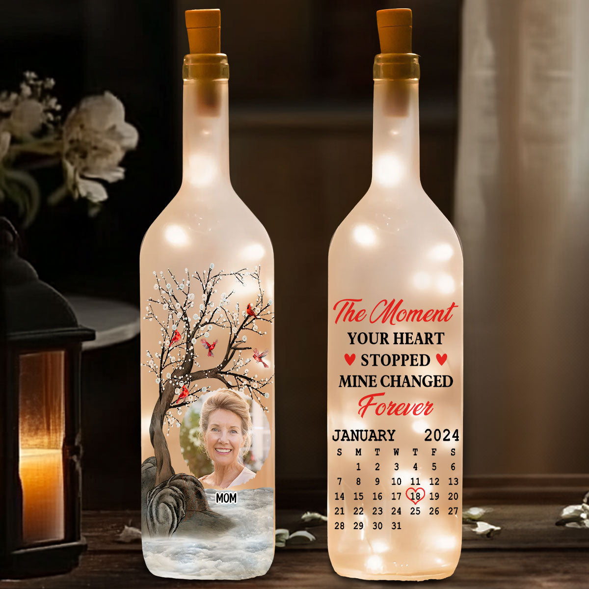 Forever In My Heart - Personalized Custom Bottle Lamp