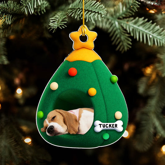 Santa Paws Cozy Tree Photo - Personalized Custom Acrylic Ornament