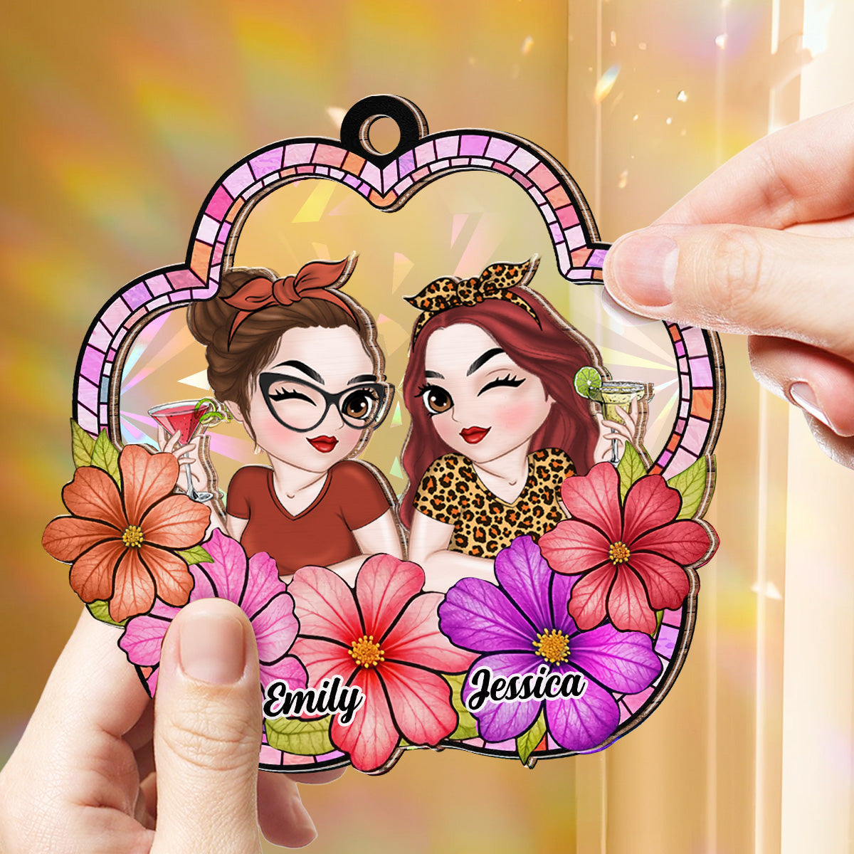 Friend Like Flowers - Personalized Custom Rainbow Suncatcher