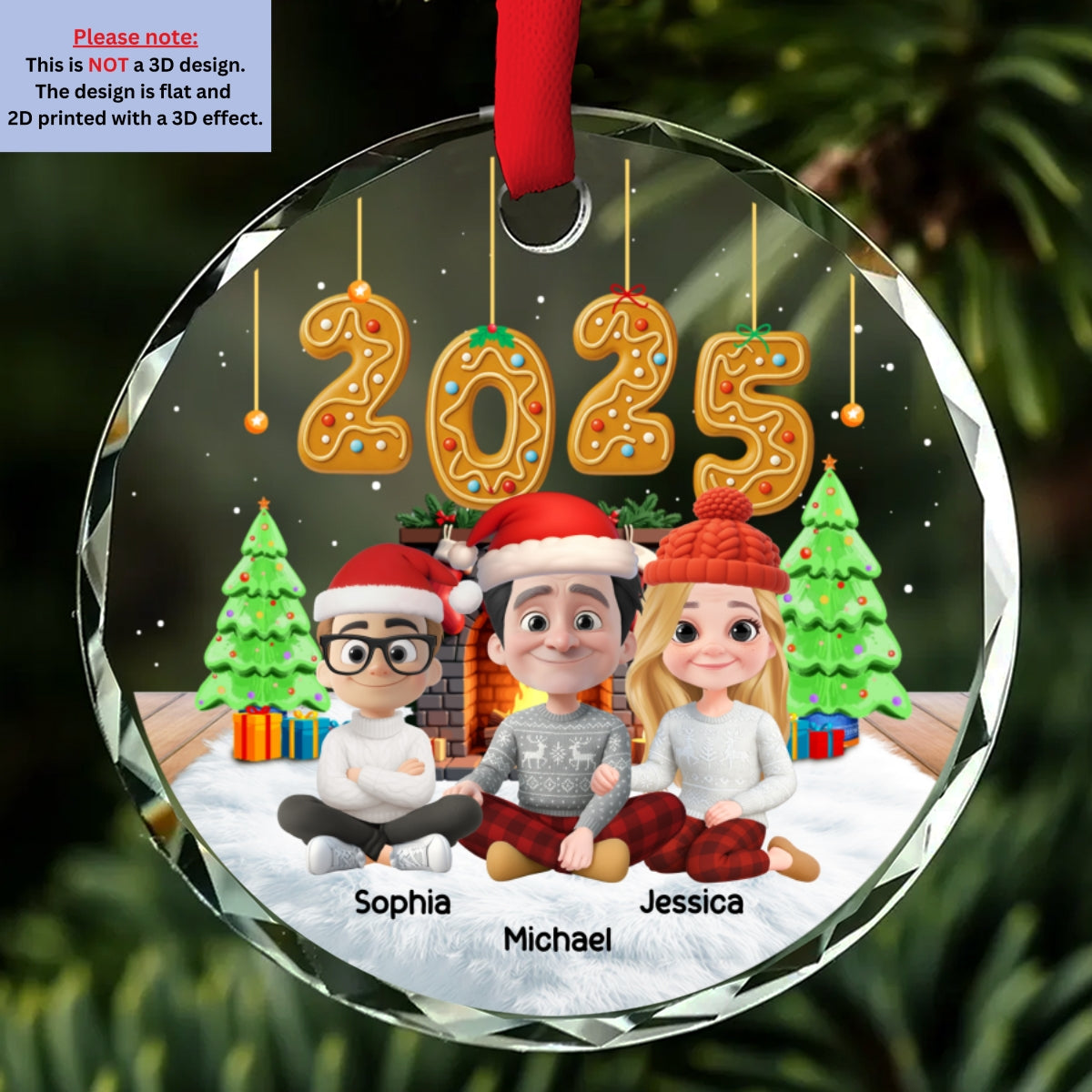 Family Of The Year - Personalized Custom Glass Ornament
