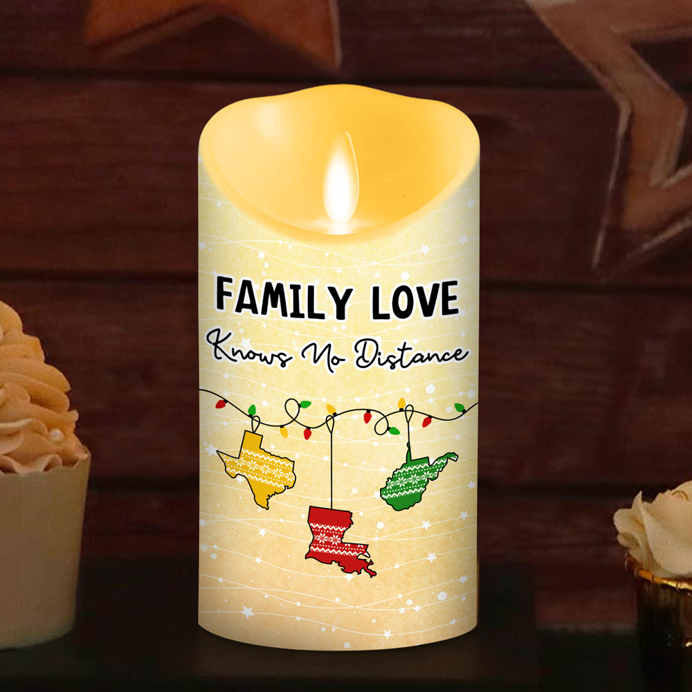Family Love Knows No Distance - Personalized Custom LED Candle