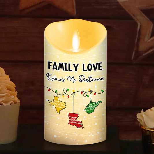 Family Love Knows No Distance - Personalized Custom LED Candle