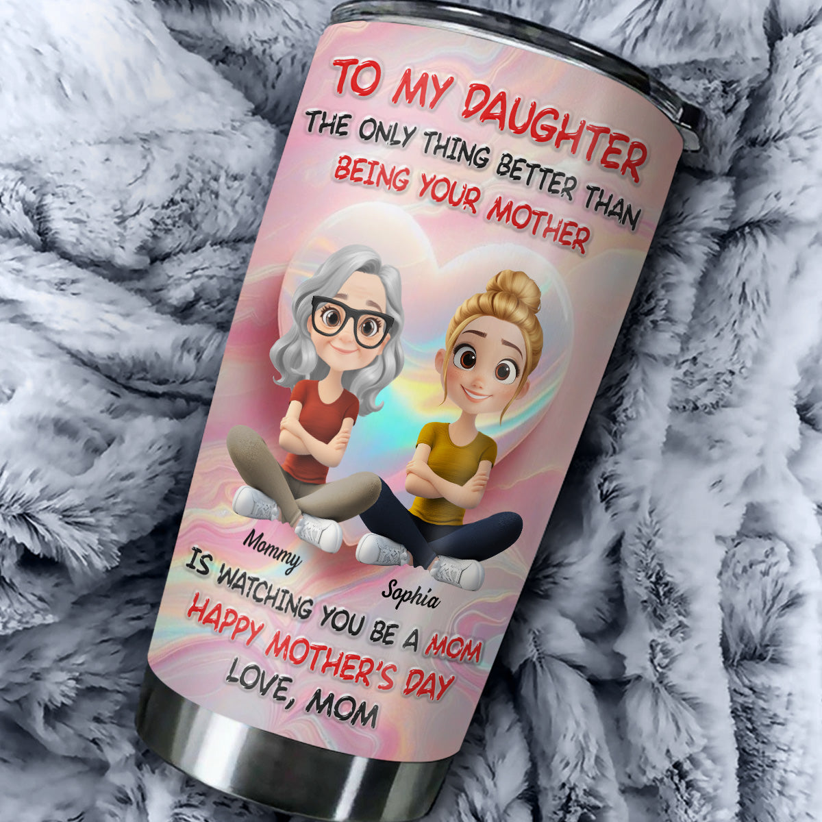 Happy Mother And Daughter - Personalized Custom 3D Inflated Effect Tumbler