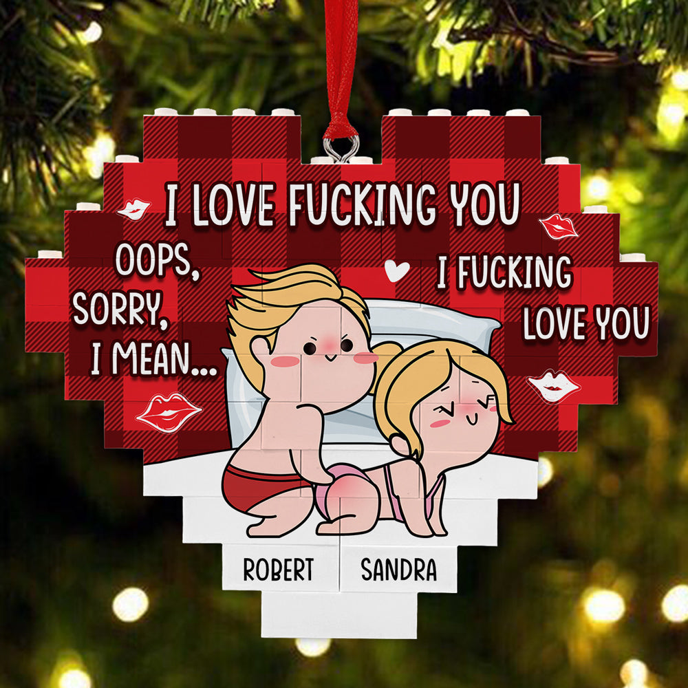 I Fucking Love You - Personalized Custom Heart Puzzle Ornament