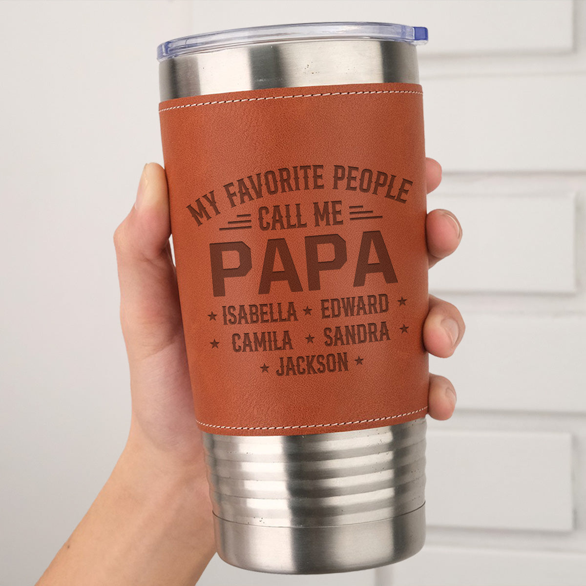 My Beloved People Call Me Daddy - Personalized Custom Engraved Leather Tumbler