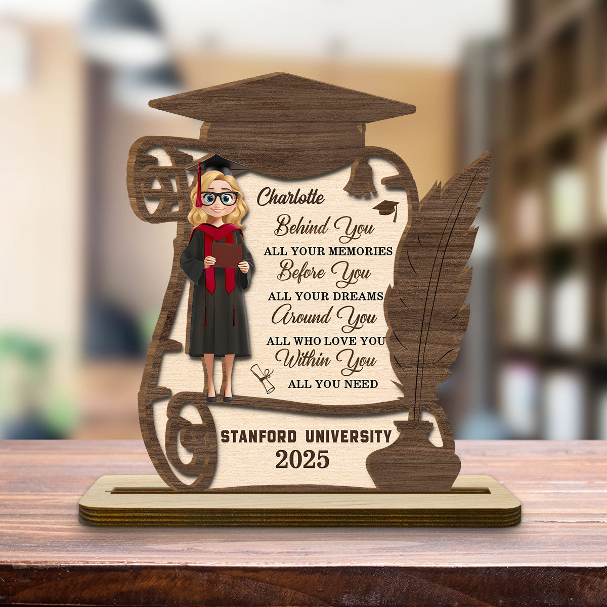 All Your Dreams Come True - Personalized Custom 2-Layer Wood Plaque With Flat Base