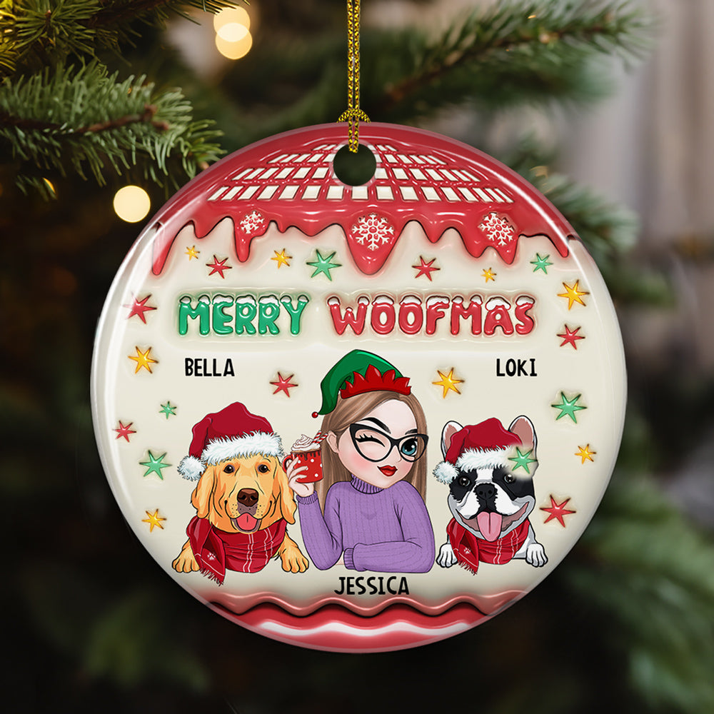 Woofmas Winter - Personalized Custom 3D Inflated Effect Ceramic Ornament