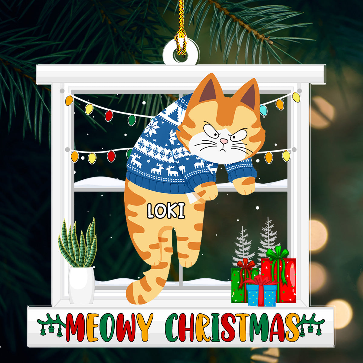 Meowy Christmas - Personalized Custom Acrylic Ornament