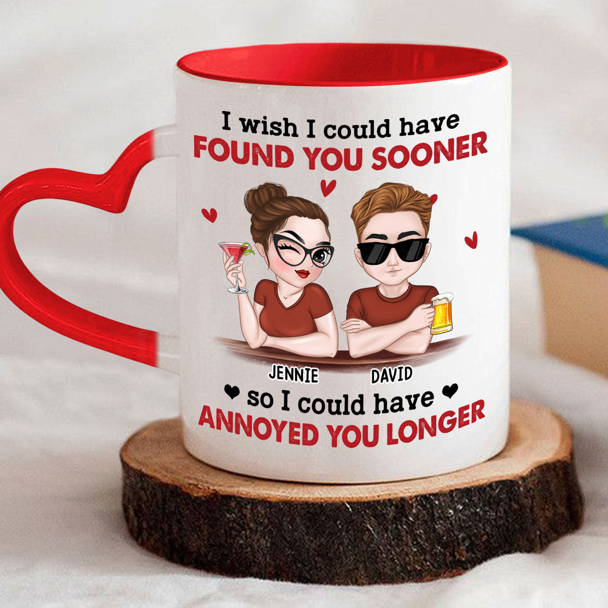 I Wish I Could - Personalized Custom Heart Handle Mug